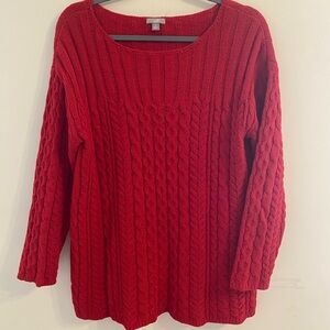J. Jill Ruby Red Braided Knit So Soft Sweater Womens Size Medium